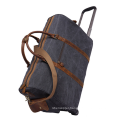 2019 Luxury Leather and Canvas  Small Trolley Travel Bag Luggage Bag for Men Waterproof